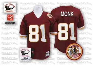 Men's Art Monk Washington Commanders Burgundy Team Color 50TH Patch Throwback Jersey - Authentic Red