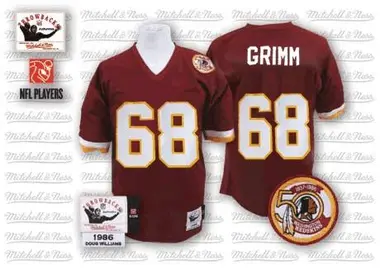 Men's Russ Grimm Washington Commanders Burgundy Team Color With 50TH Patch Patch Throwback Jersey - Authentic Red