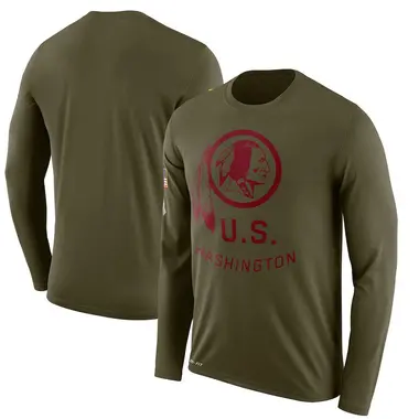 Men's Washington Commanders 2018 Salute to Service Sideline Performance Long Sleeve T-Shirt - Legend Olive