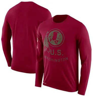 Men's Washington Commanders Burgundy 2018 Salute to Service Sideline Performance Long Sleeve T-Shirt - Legend