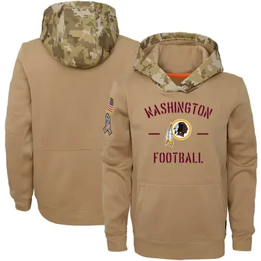 Youth Washington Commanders Khaki 2019 Salute to Service Therma Pullover Hoodie -